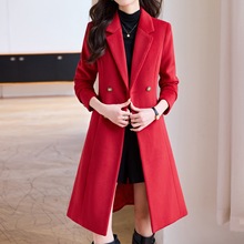 红色风衣2025春秋新款简约英伦风时尚女装过膝年轻中长款外套大衣