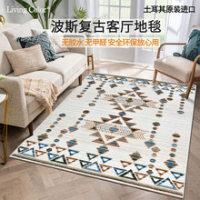 土耳其威尔顿机织地毯卧室无胶丙纶美式复古波西米亚客厅床边地垫