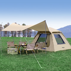 A Two-in-One Sky Tent Outdoor Fully Automatic Fast-Packing Camp Tent with Ground Window, Waterproof, Sunshade, and Lightweight Foldable Design