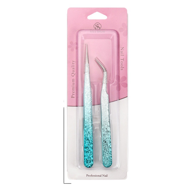 Joyería de uñas de precisión transfronteriza pinzas Flor de hielo galvanoplastia delfín Pluma de Oro Clip 2 unidades traje pinzas herramientas de uñas