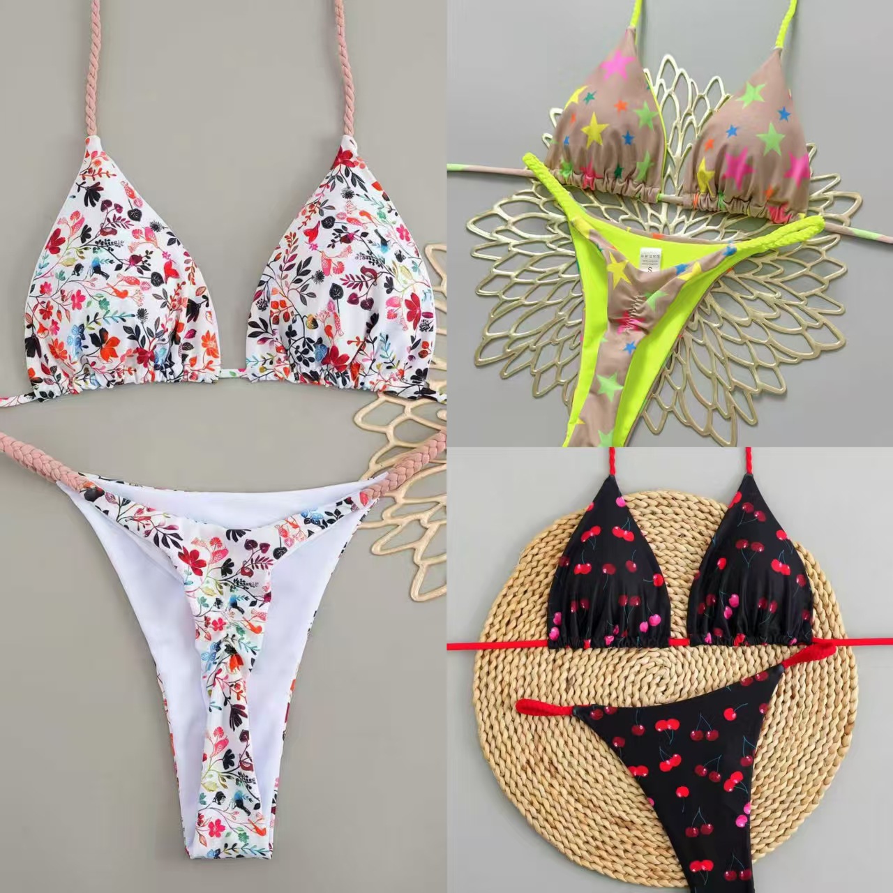 European and American Bikini 2025 New Leopard Print Lace-Up Sexy Pure Desire Swimsuit Women's Export High-End Bikini