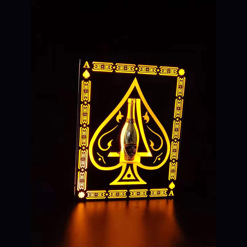 Luminoso acrílico negro melocotón un asiento de vino extranjero soporte de exhibición de vino accesorios de Bar hierro amarillo luz vino asiento verde luz Champagne Rey