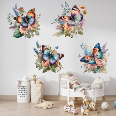 廠家新款蝴蝶牡丹花自粘牆貼畫客廳臥室兒童房裝飾牆壁貼畫KSA-31