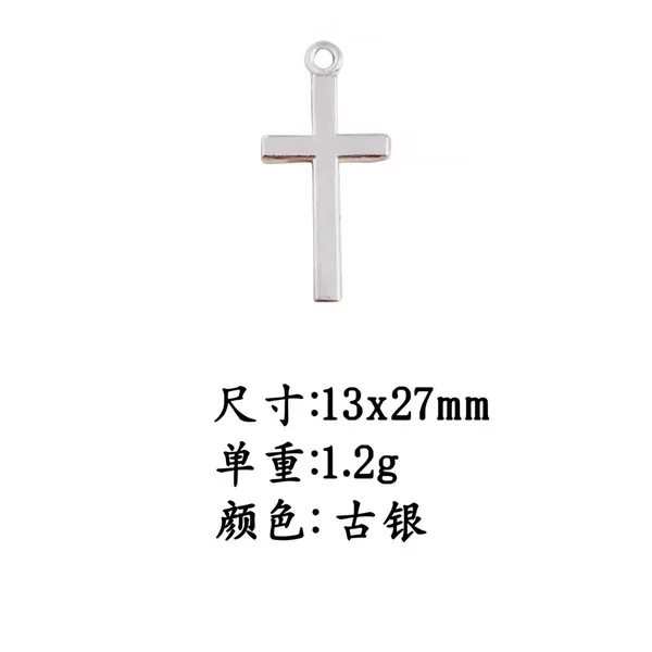 AliExpress cross-border hot sale retro glossy cross pendant DIY alloy jewelry accessories necklace earrings pendant