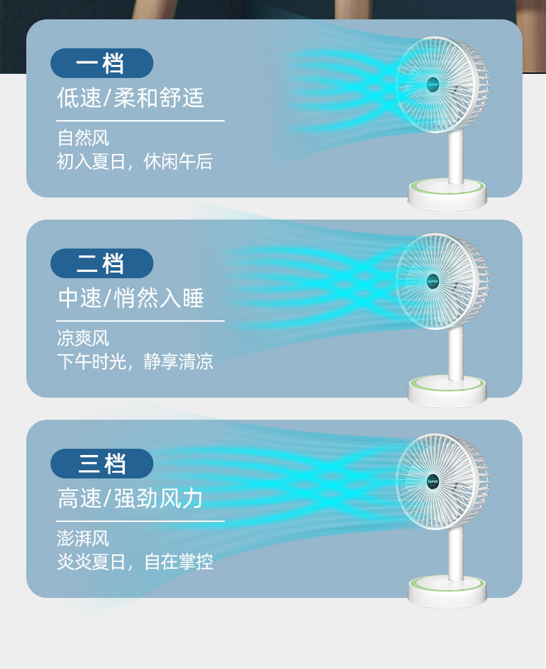 usb充电款6寸小风扇台式小型迷你手持便携家用宿舍大风力静音代发详情8