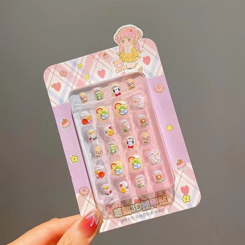 Niños dibujos animados estereoscópicos pegatinas de uñas niñas parches de uñas bebés desmontables impermeables uñas al por mayor