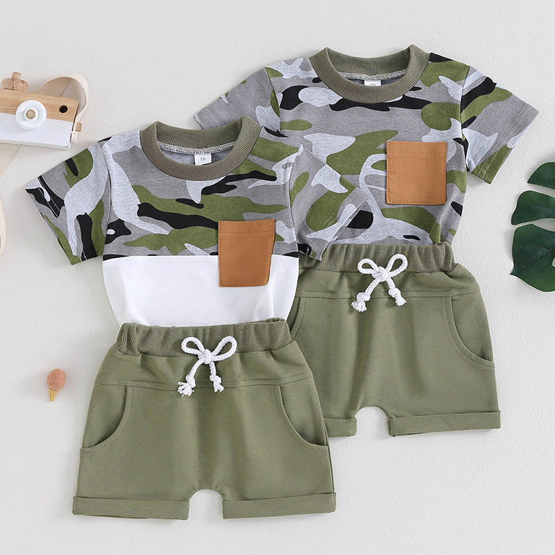 Boys summer camouflage suit 2024 new chi...