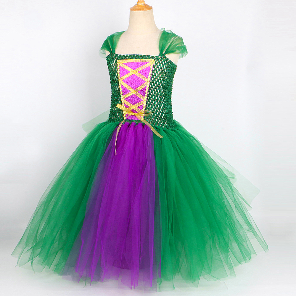 Ropa para niños Falda de bruja loca 2 Disfraces de Halloween para niños Vestido de tul de malla para niñas Ropa para niños_voghion.com