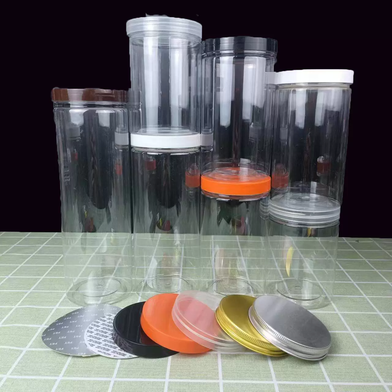 现货85口径塑料食品杂粮蜂蜜塑料罐子pet圆形透明塑料瓶密封罐