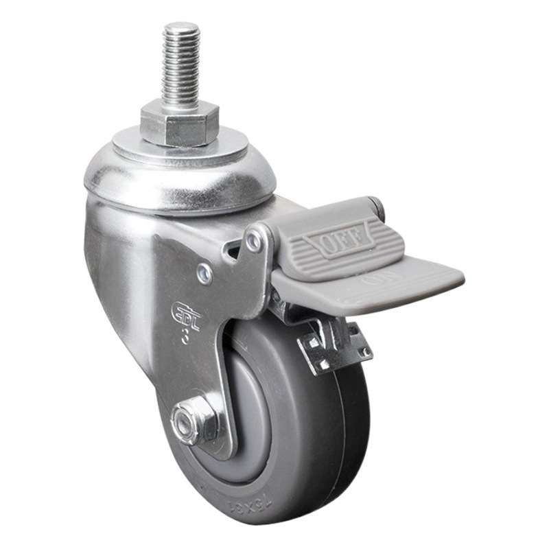 Rueda Galvanizada de TPE 571-57 3-6 Pulgadas Giratoria con Freno y Tornillo image 1
