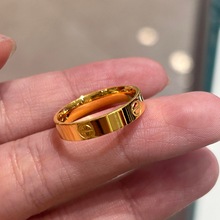 沙金饰品光面一字纹戒指男女仿真黄金素圈指环小众轻奢高级感配饰