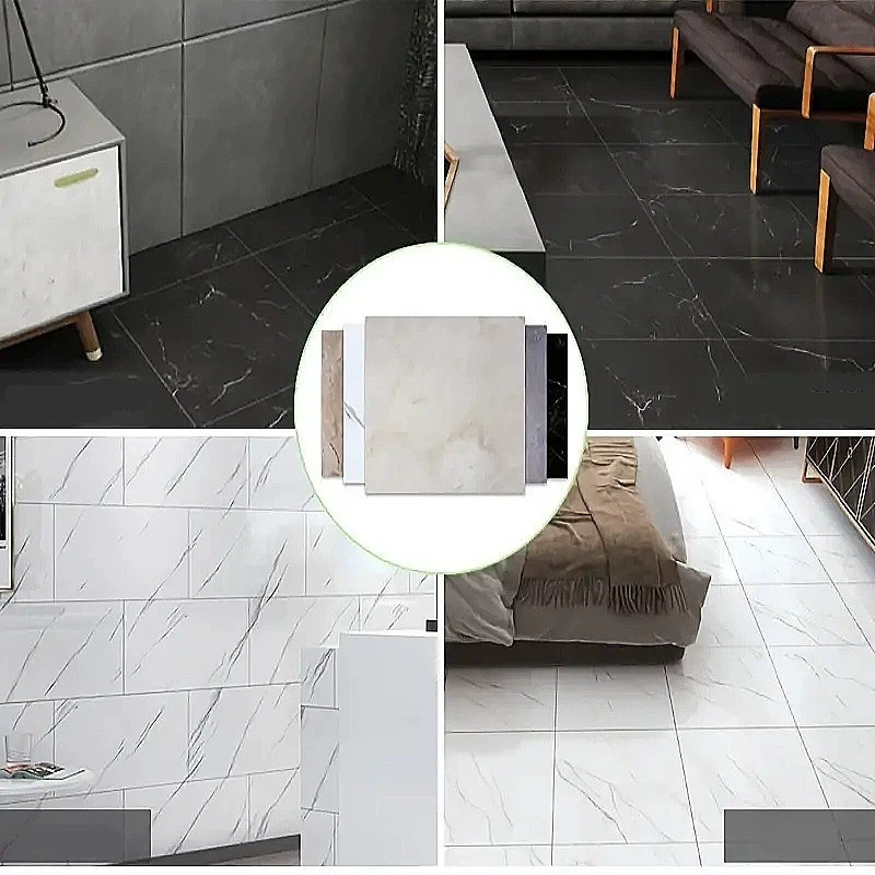 Close detail of self-adhesive patterned floor tile