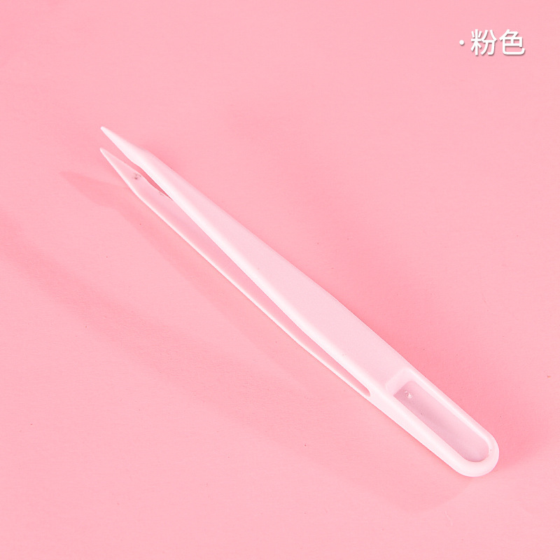 马卡龙咕卡镊子手工diy钻石画美甲镊子尖头塑料镊子可订贴纸彩色
