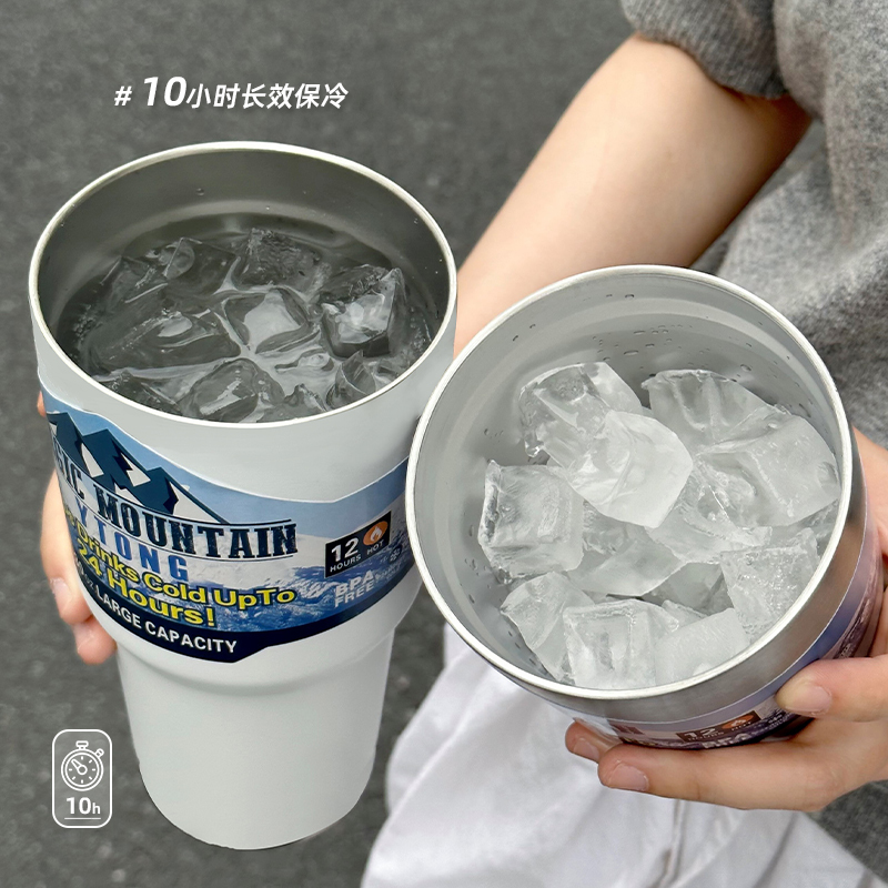 大容量アイスカップガールズストロー断熱カップ車メンズ 304 ステンレス鋼ウォーターカップ保冷カップコーヒーカップ|undefined