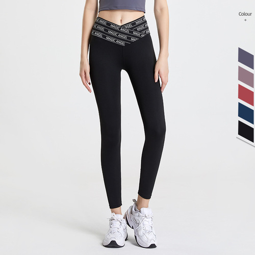 2024 Spring and Summer New Cross Printed Yoga Barbie Pants for Women High Waist Hip Lifting Slimming Tight Sports Fitness Pants