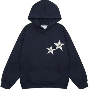 American Trendy Brand Loose Retro Hooded Sweatshirt Star Top Couple Print Fashion Casual Factory Direct Sales Sweatshirt