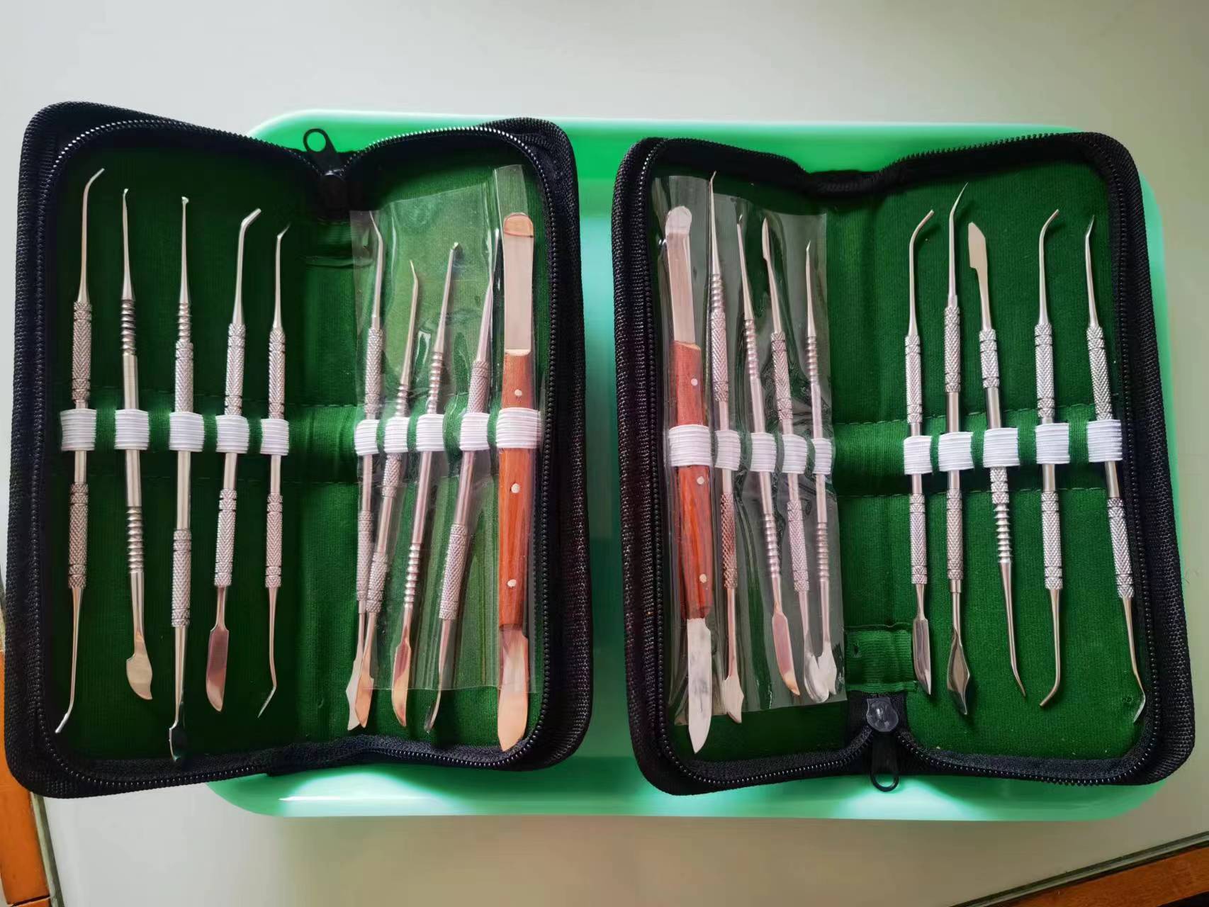 外贸 牙科雕刻蜡刀 蜡勺 口腔技工工具包  牙科10件套包