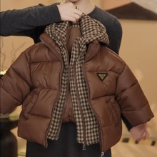 2025年新款冬季儿童棉服男女童假两件中小童外穿加厚保暖防寒棉服