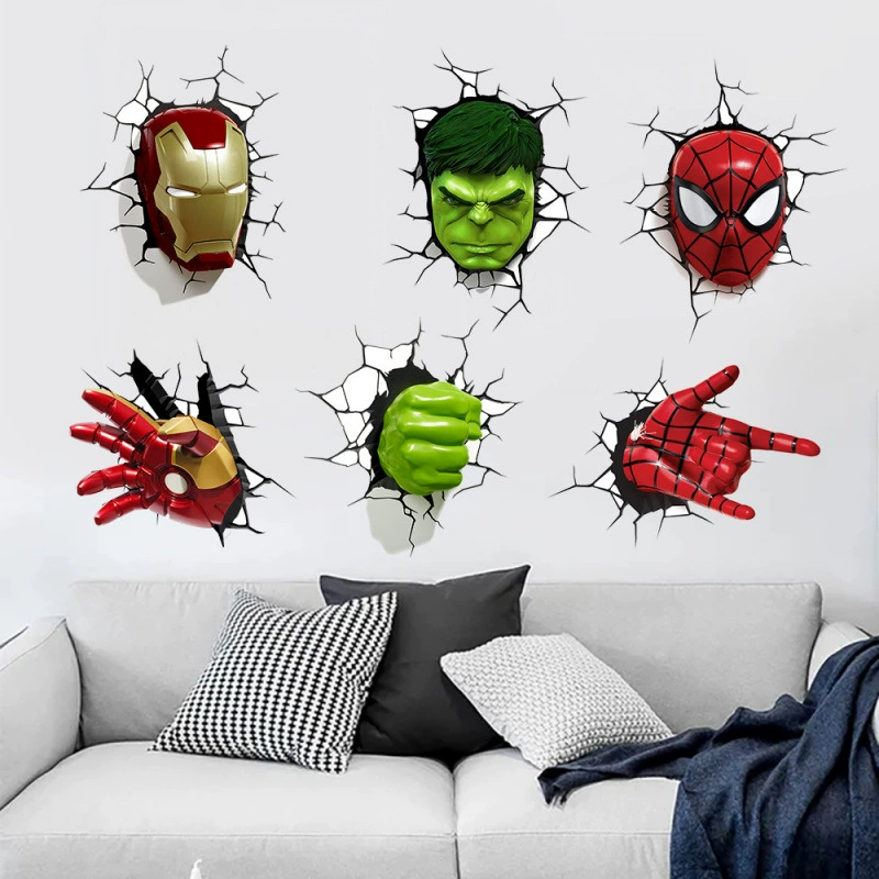Мстители детская комната креативные персонализированные декоративные наклейки самоклеящиеся съемные наклейки из ПВХ Человек-паук Marvel