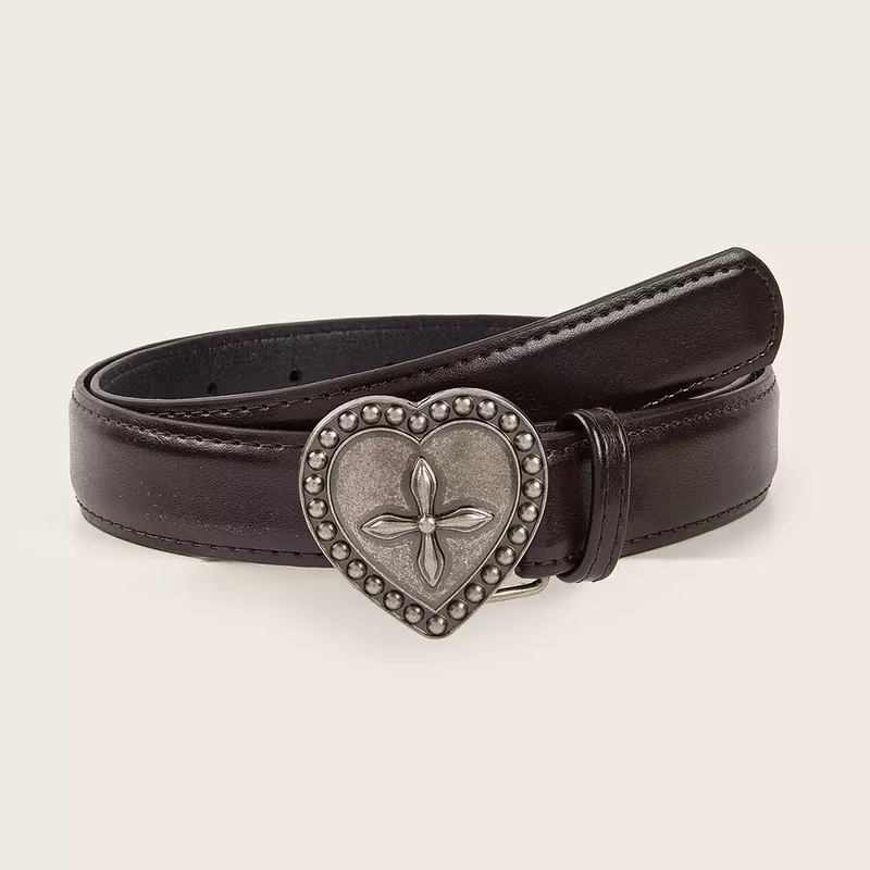 Factory Direct Supply New Metal Heart Snap Belt Versatile Simple Retro Women's Belt Decorative Jeans Belt Trendy Factory Direct Supply New Metal Heart Snap Belt Versatile Simple Retro Women's Belt Decorative Jeans Belt Trendy
