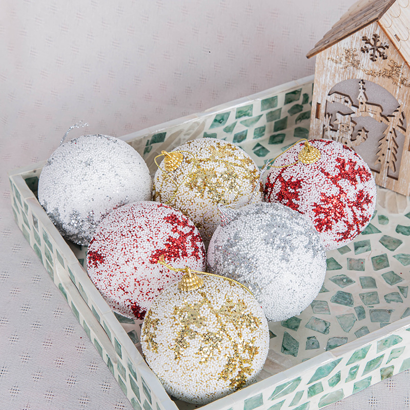 8cm una caja de 3 pequeña espuma con incrustaciones brillo Navidad árbol adornos Navidad bola hogar colgante