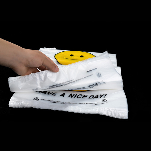 Factory goods Thickened transparent smiley face plastic bag vest vest bag supermarket shopping takeaway packaging fruit tote bag