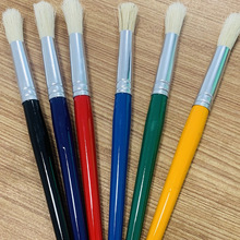 4支6支装彩色塑料柄美术油画笔猪鬃渝鬃丙烯笔扁头水彩笔厂家直供