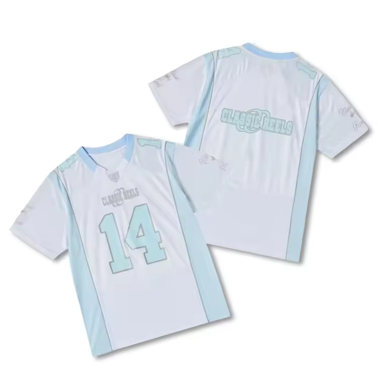 Tf Custom Street Wear Loose Crop Shirt Sublimation Printing Mesh Design Fans American Football Uniform