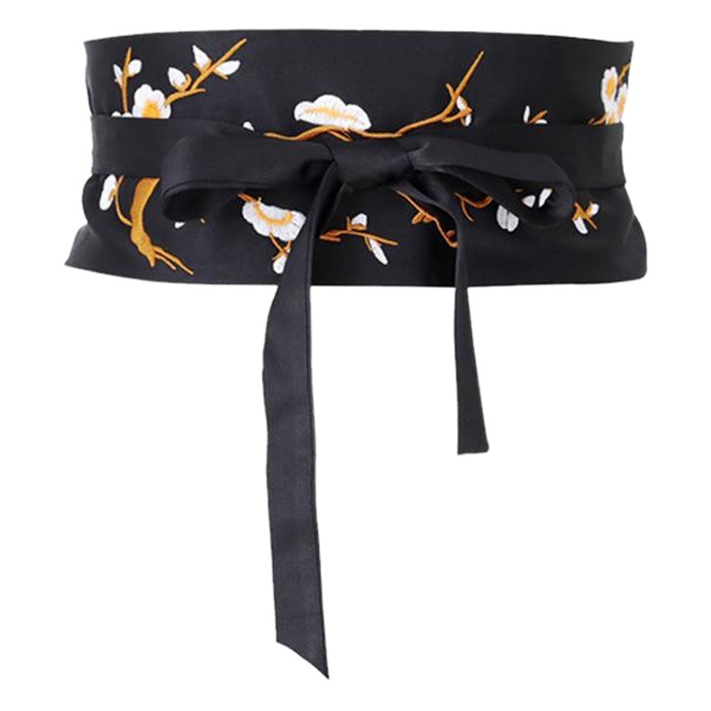 Sello de cintura bordado decoración de cinturón ancho de las mujeres de moda todo fósforo bordado estudiante estilo antiguo estilo étnico verde con correa de falda