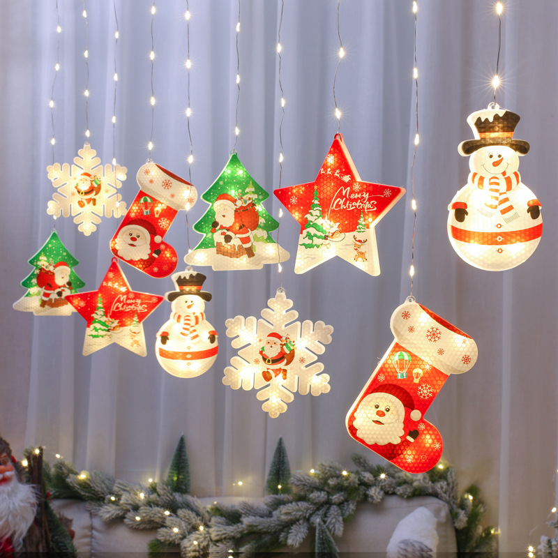 圣诞窗帘灯铜丝灯LED彩灯圣诞节橱窗装饰满天星冰条灯串防水灯带