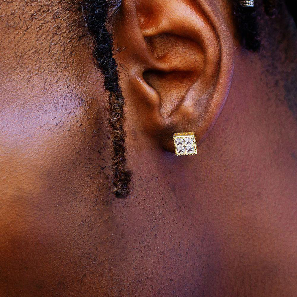 1 Pair Hip-hop Square Plating Inlay Copper Zircon Ear Studs display picture 2