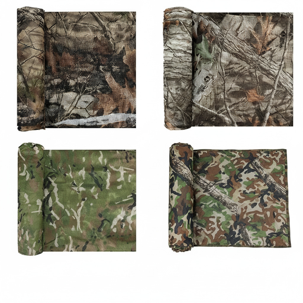Cross-border 300D camouflage mesh fabric for outdoor camouflage, camping, hunting, sunshade, lightweight, breathable, multi-terrain camouflage
