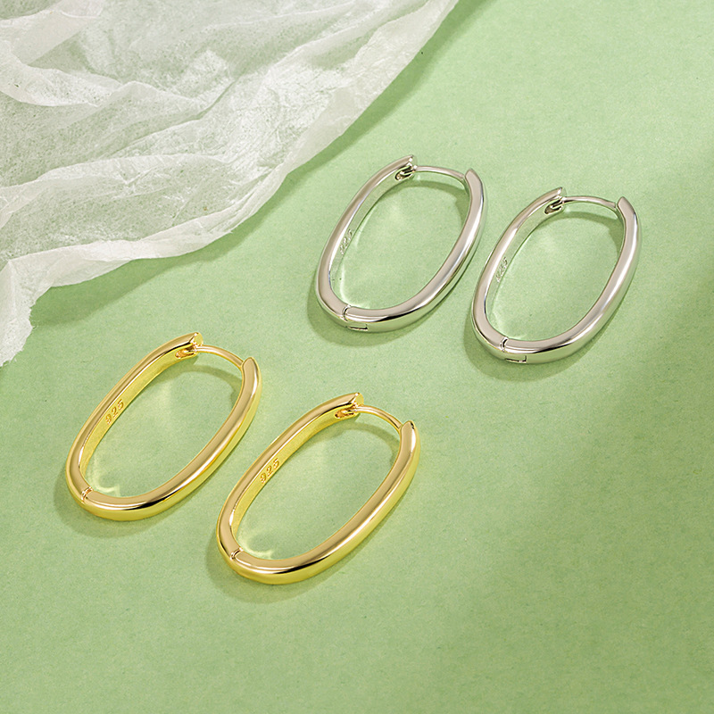 Oval Hoop Earrings, Accessible Luxury, High-End, French Niche Design, Simple and Elegant Hoop Earrings, Women's Earrings