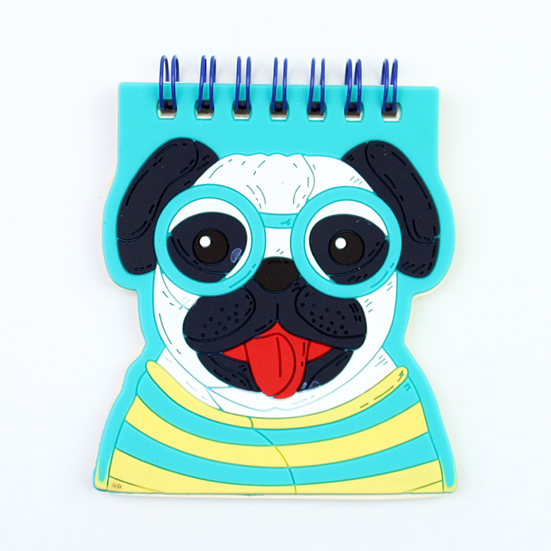 Cubierta de silicona pequeña bobina libro mini dibujos animados especial en forma de cuaderno papelería creativa forma de animal lindo con pluma