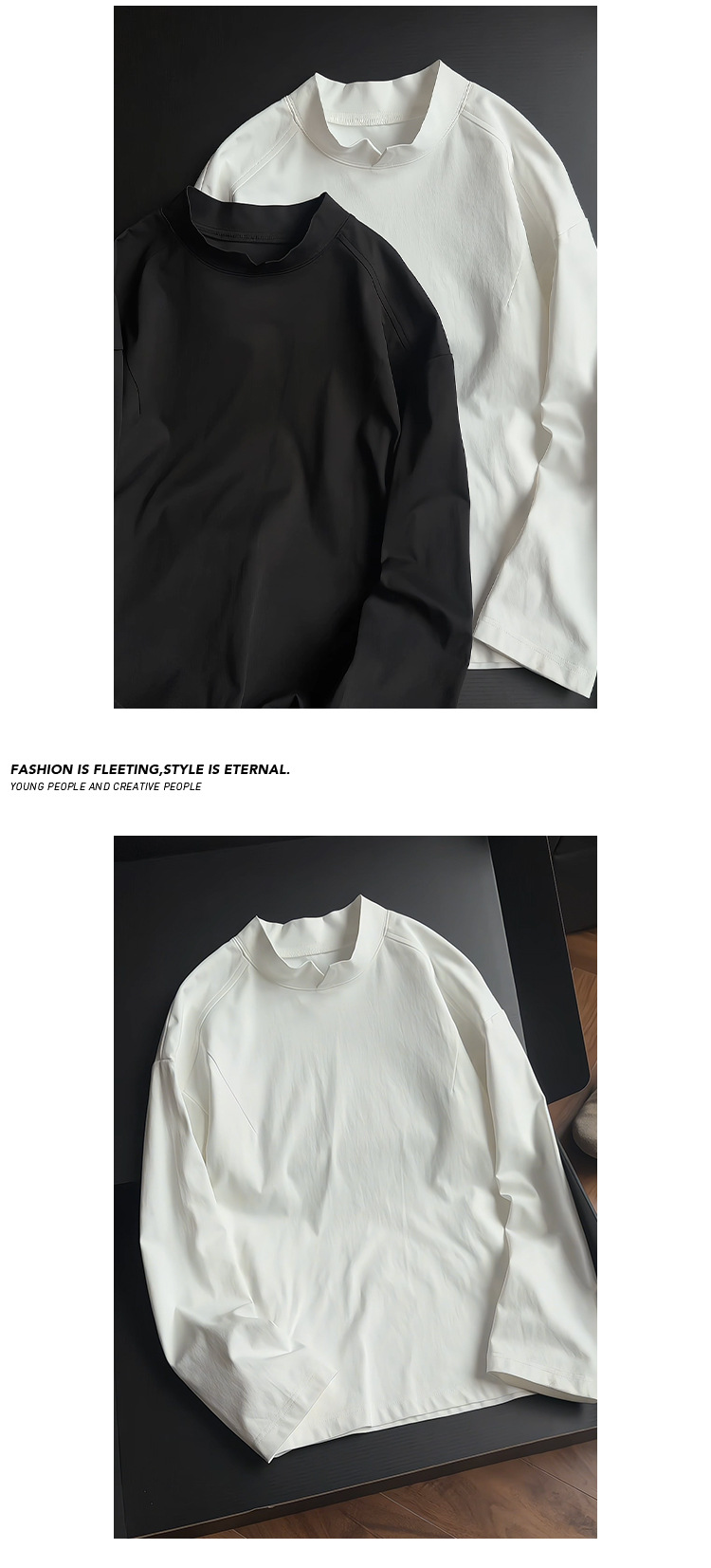 T-shirt masculina manga comprida gola v patchwork oversize_voghion.com