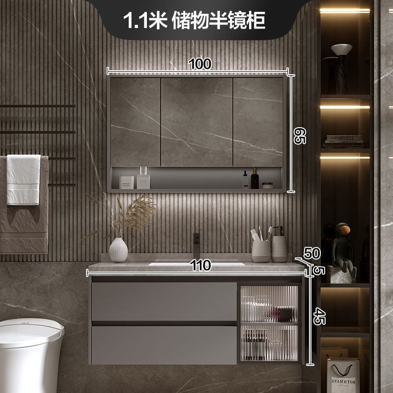 Placa de roca sin fisuras cuenca integrada inteligente gabinete de baño combinación de baño tabla de lavado lavabo