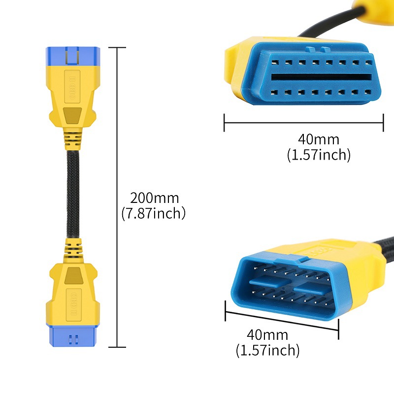 AUTOOL 20CM OBD cable de extensión adaptador macho uno-a-uno de nylon Cable de extensión Del Coche obd2 interfaz 16 núcleo