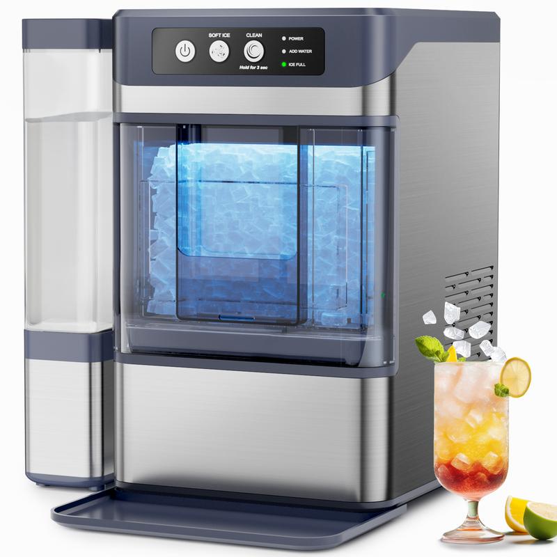 Portable Ice Cube Maker for Home Parties and Camping, Quick Ice Making, Chewable Ice Cubes, Self-Cleaning Ice Machine