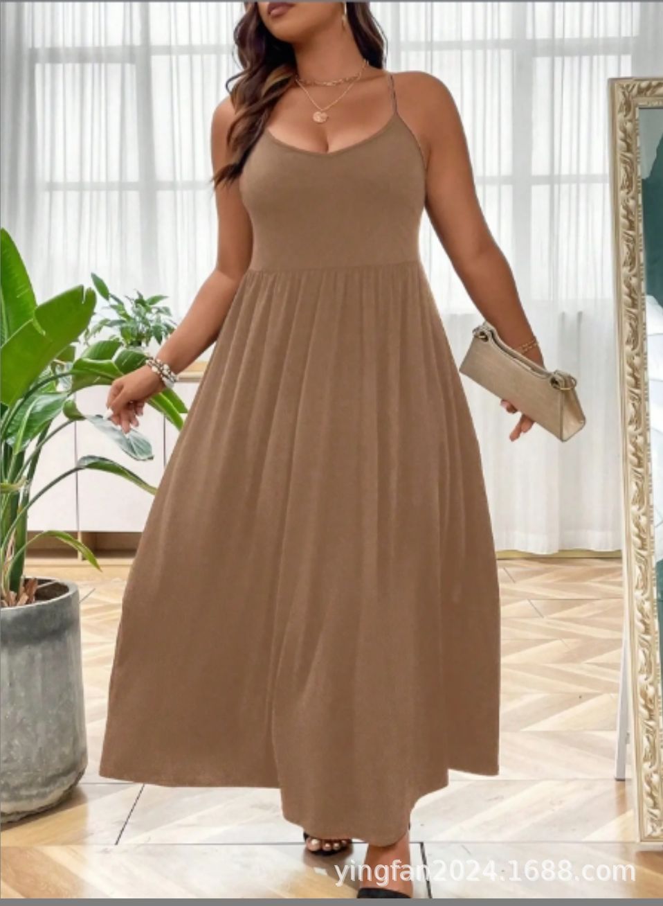Amazon TikTok más comercio exterior transfronterizo Europa y Estados Unidos ropa de mujer de tamaño grande nuevo vestido de moda verde con espalda abierta image 9