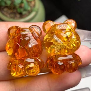 Natural Amber Flower Amber Bear Pendant with Full Three-Dimensional Flower Shape and Beautiful Artistic Conception, Necklace Pendant Can Be Inlaid