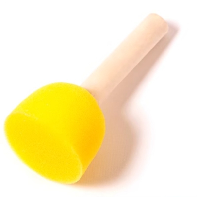 Los niños DIY pintura esponja sello cepillo graffiti arte cepillo Fábrica al por mayor de madera mango redondo seta esponja cepillo de pintura