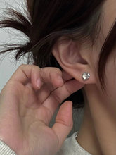 白玛瑙耳钉女气质冷淡风白色圆形耳环小众设计感简约小巧几何耳饰