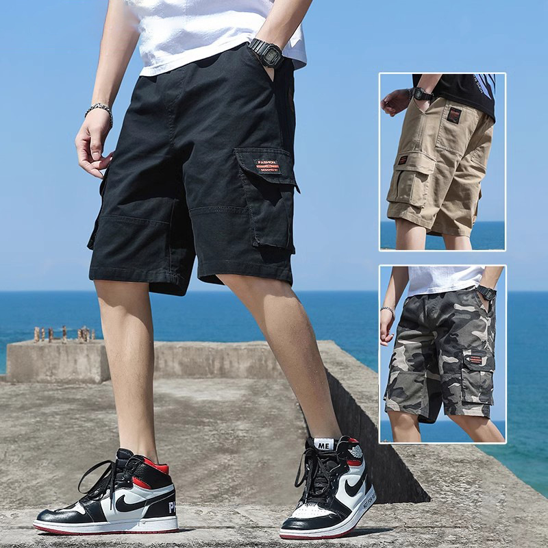 Pure Cotton Cargo Shorts Men's Casual Sports Five-Point Pants Outer Wear Loose Three-Quarter Pants Youth Camouflage