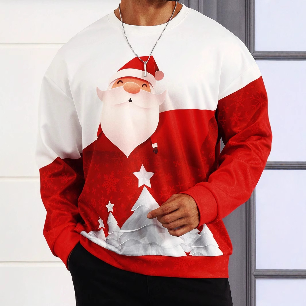 2024 nuevos productos europeos transfronterizos de Amazon suéter de cuello redondo de manga larga para hombres de Navidad casual americano ME1