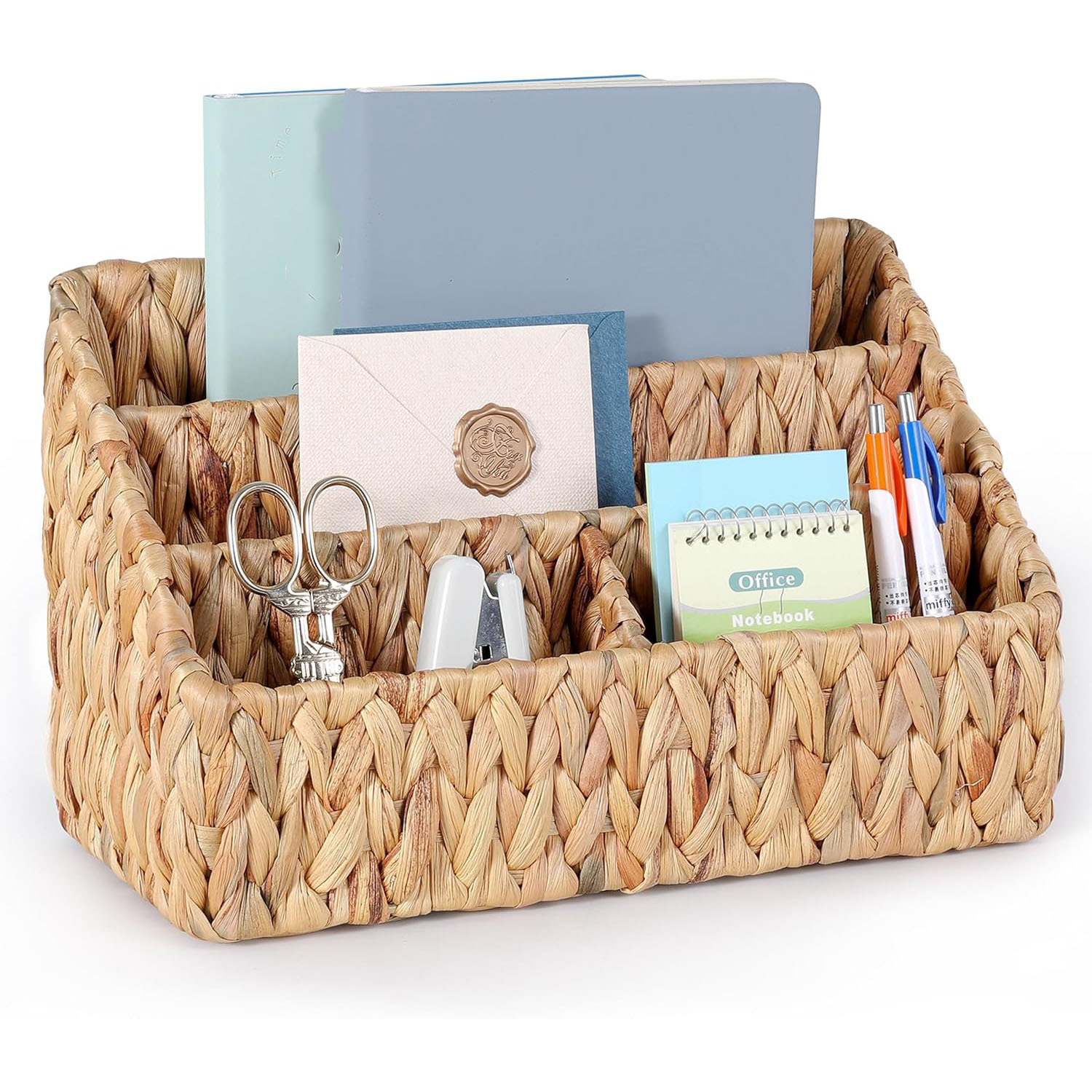 Natural Farmhouse Rectangular Desktop Storage Rack Multifunctional Portable Countertop Mail Rack Desktop Organizer