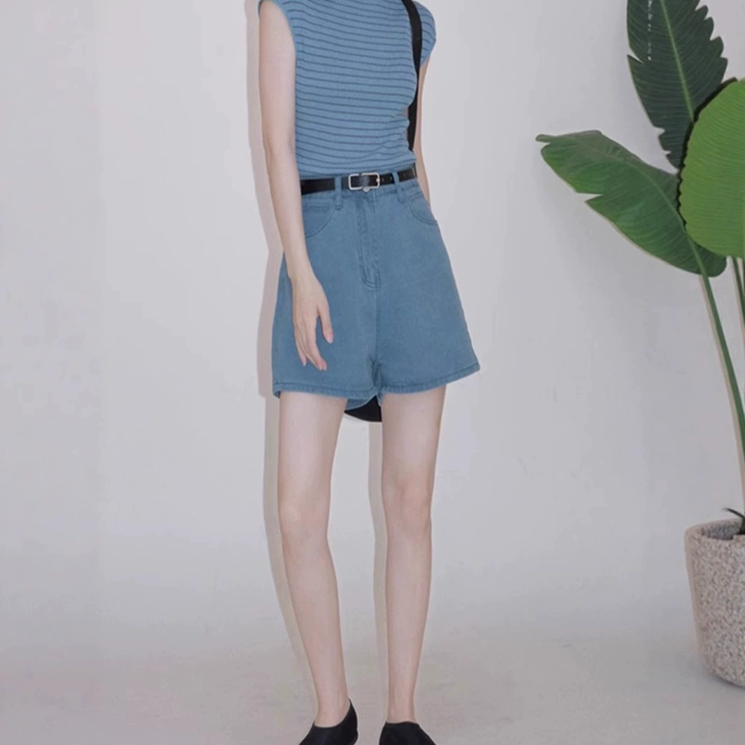 Silk knitted summer retro thin fitted sweater, round collar