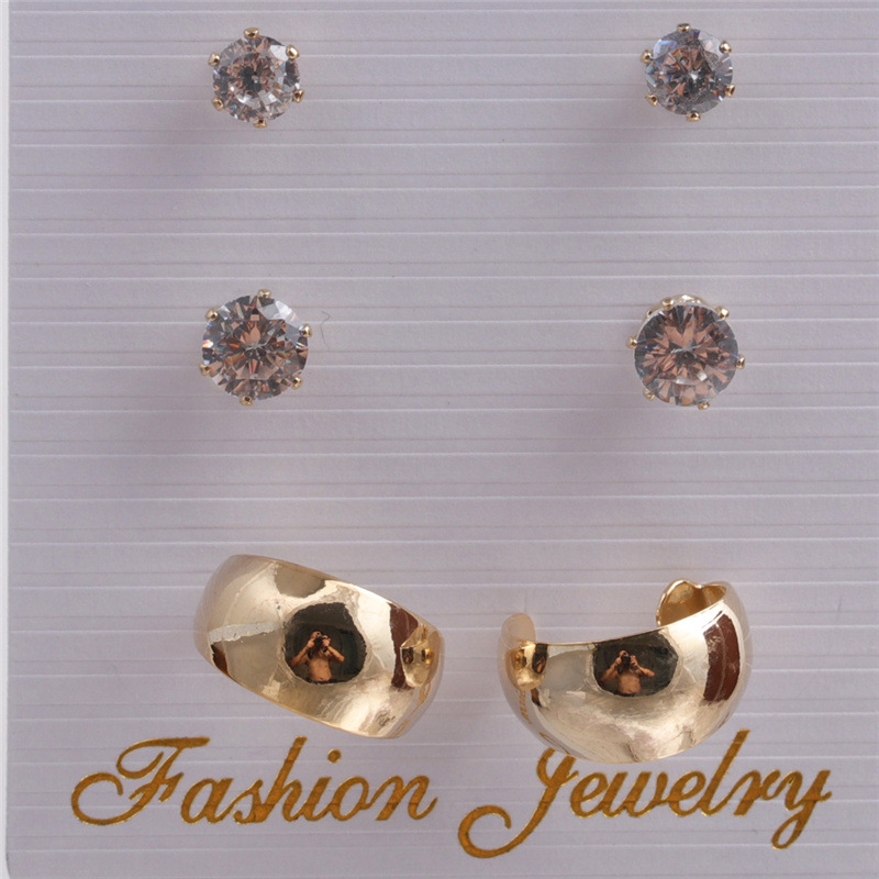 fashion microinlaid alloy cross stud earrings setpicture4