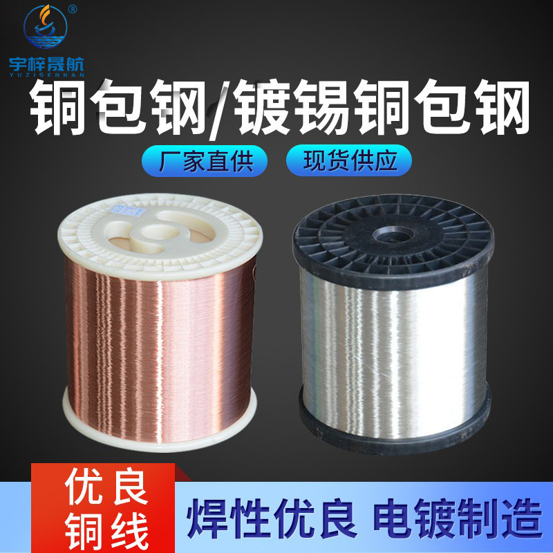 厂家供应0.254mm铜包钢镀锡铜包钢高导电高强度电线电缆原材料