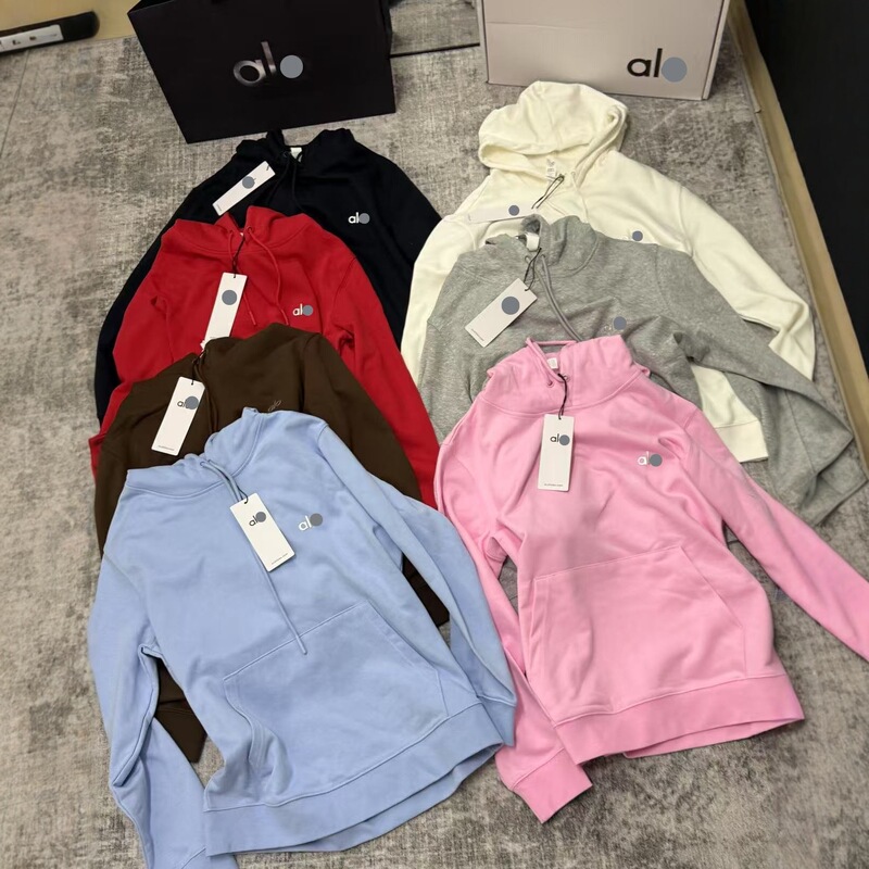 alo 现货 2025春季新款 连帽卫衣女 休闲运动多色宽松上衣|undefined