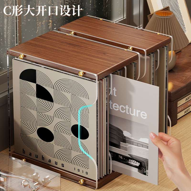 黑胶唱片收纳架碟片专辑置物架桌面多功能cd光碟收纳盒存放展示筐|undefined